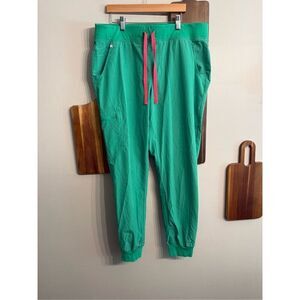 Figs Zamora joggers green nylon scrub pants size Large